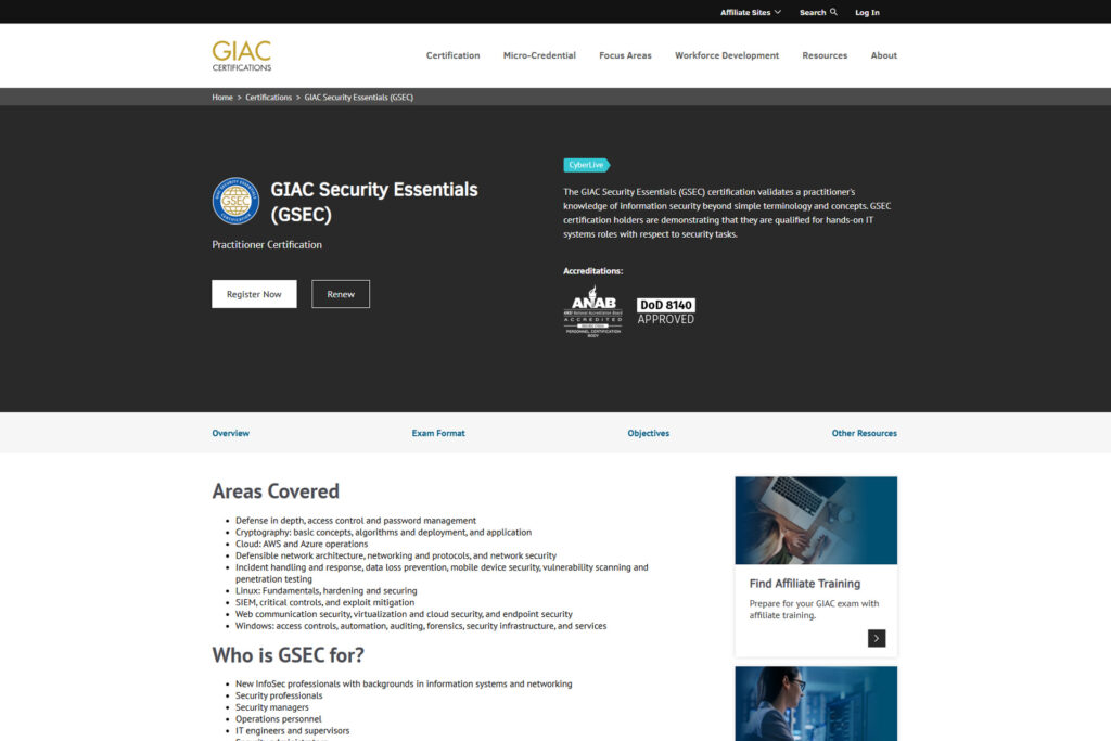 GIAC Security Essentials Certification